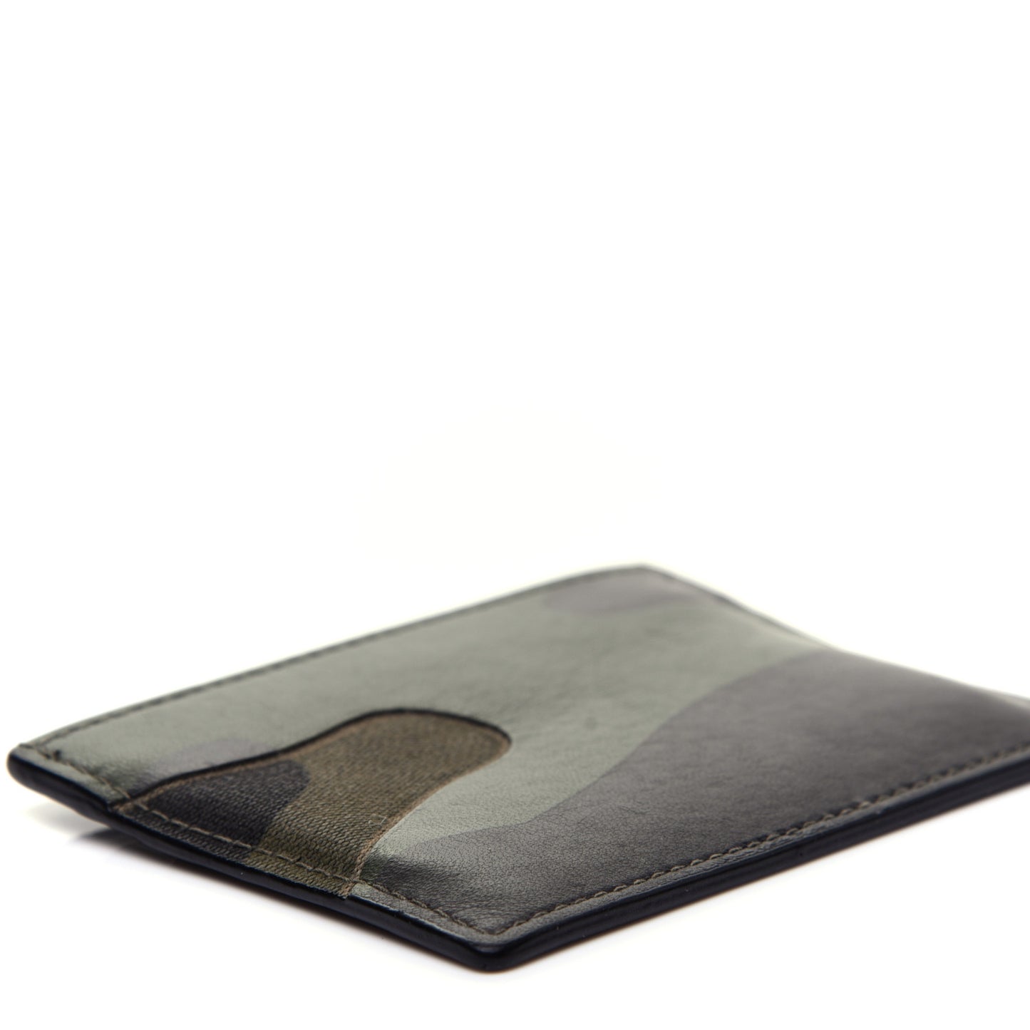 Nappa Canvas Camouflage Card Holder Green
