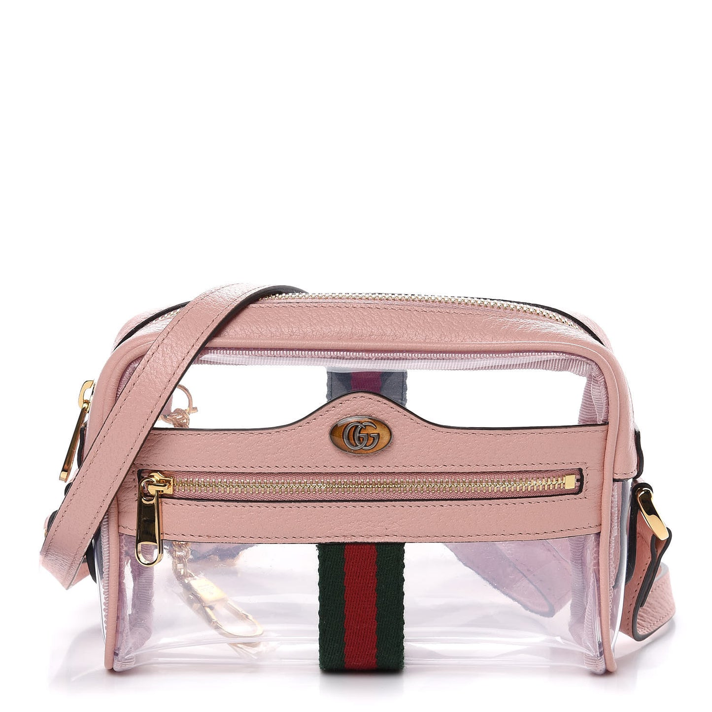 Vinyl Web Mini Ophidia Transparent Shoulder Bag Perfect Pink
