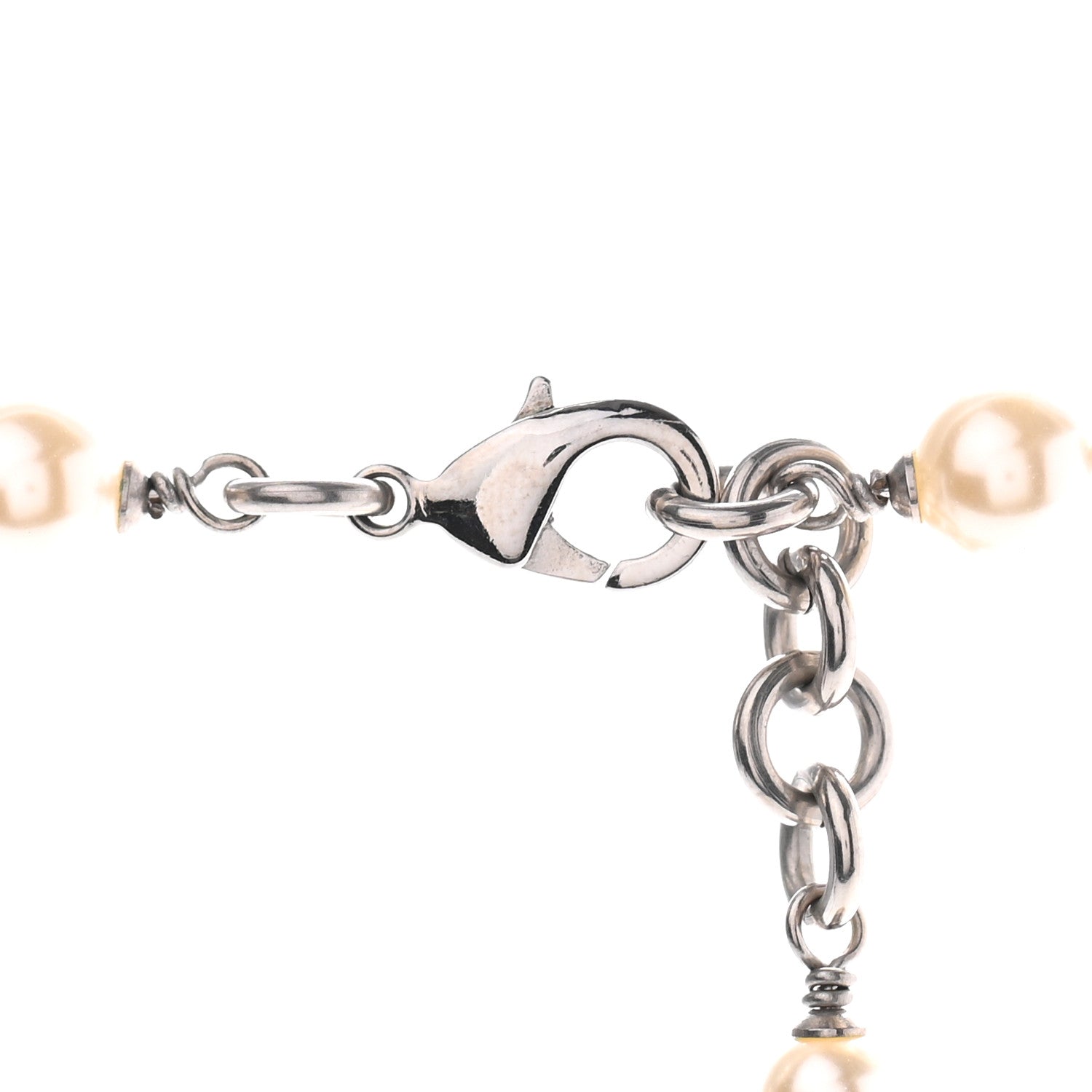 Chanel Crystal Pearl CC Long Necklace Silver 5 of 8