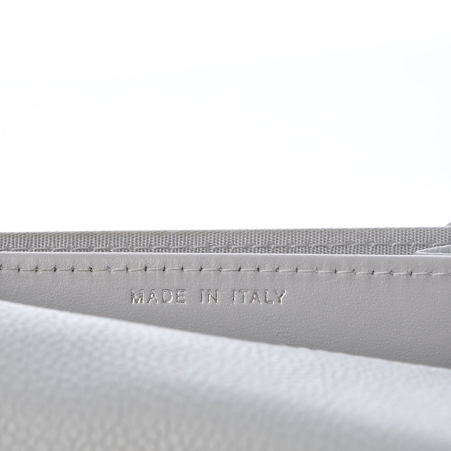 Caviar Chevron Quilted Card Holder Flap Wallet Grey