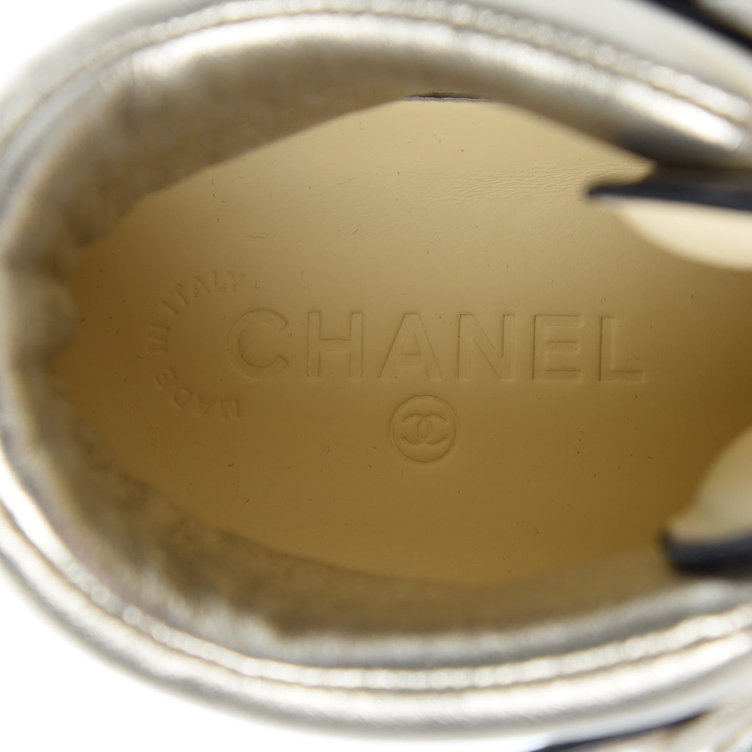 Chanel Metallic Lambskin Camellia High Top Sneakers 39 Gold 8 of 11
