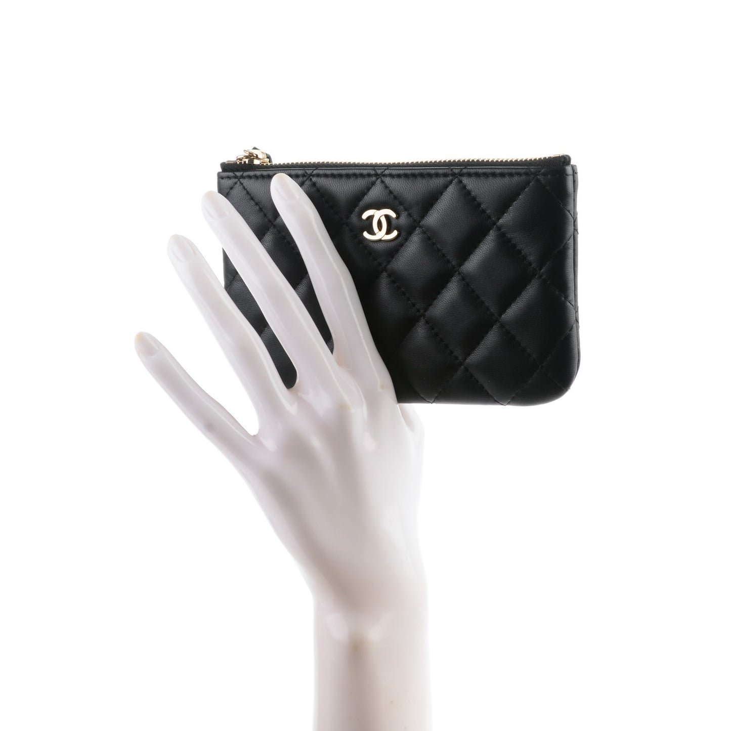 Lambskin Quilted Casino Coin Purse Black