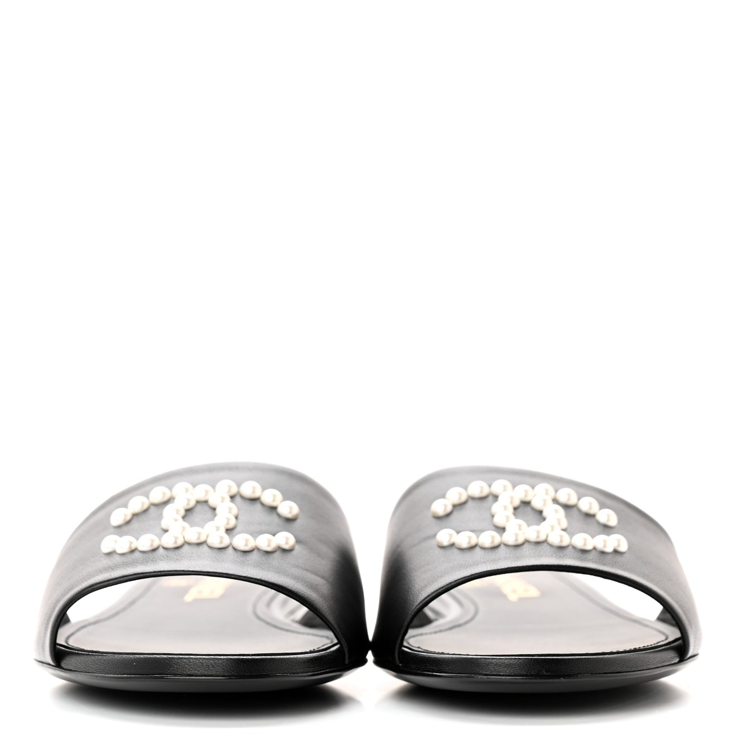 Lambskin Pearl CC Sandals 39 Black