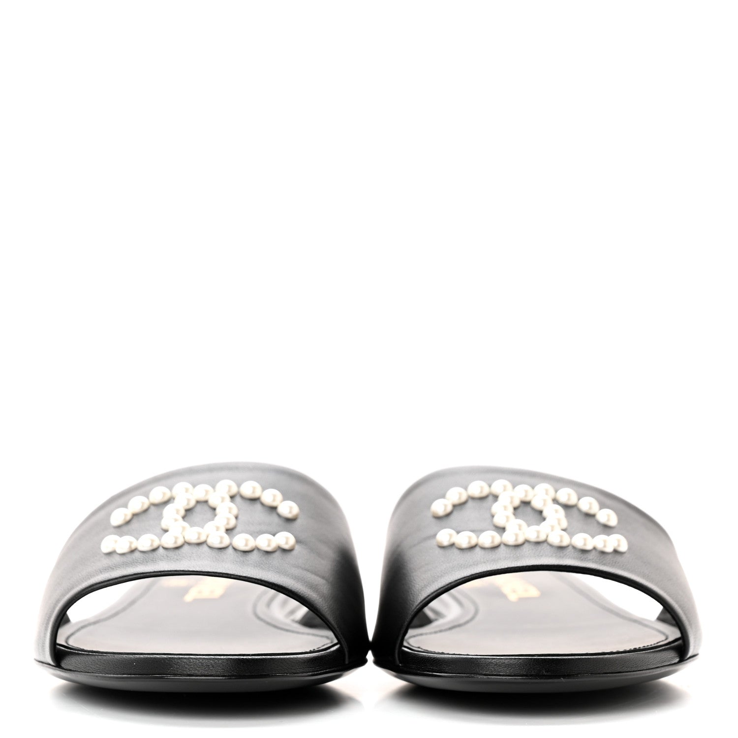 Chanel Lambskin Pearl CC Sandals 39 Black 2 of 11