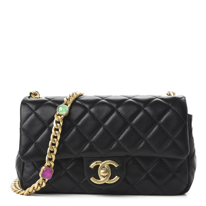 Chanel Lambskin Resin Quilted Mini Rectangular Pearl Samba Flap Black 1 of 10
