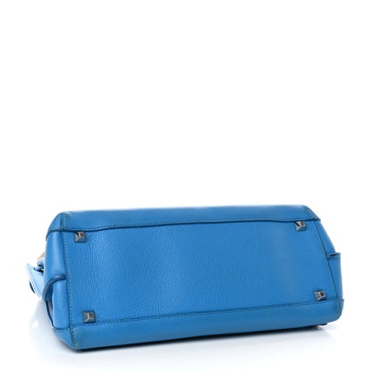 MCM Grained Calfskin Large Milla Convertible Backpack Tile Blue 3 of 11