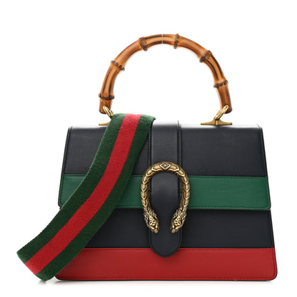 Gucci Moon Calfskin Bamboo Web Medium Dionysus Top Handle Bag Blue Emerald Hibiscus Red 1 of 13