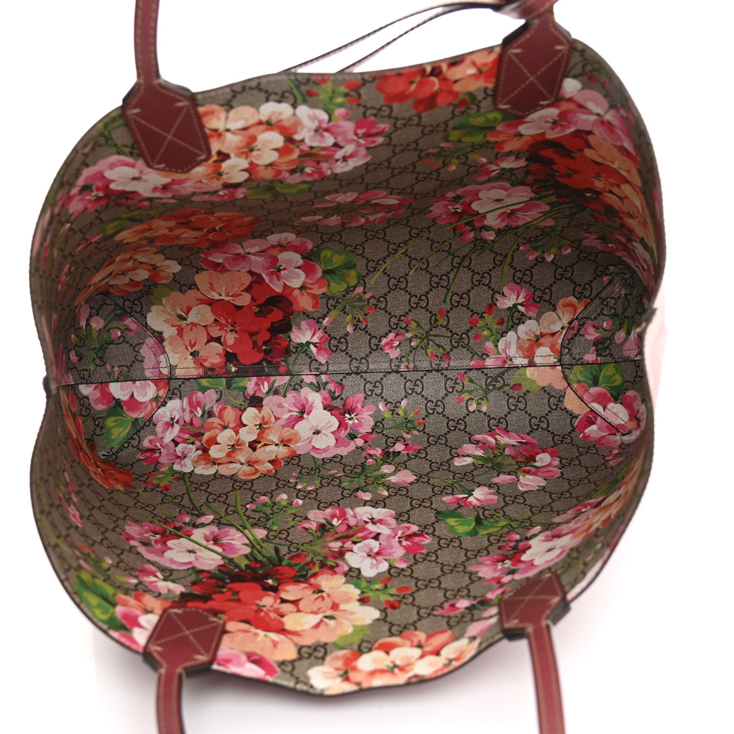 Gucci GG Supreme Monogram Blooms Medium Reversible Tote Beige Multicolor Dry Rose 9 of 15