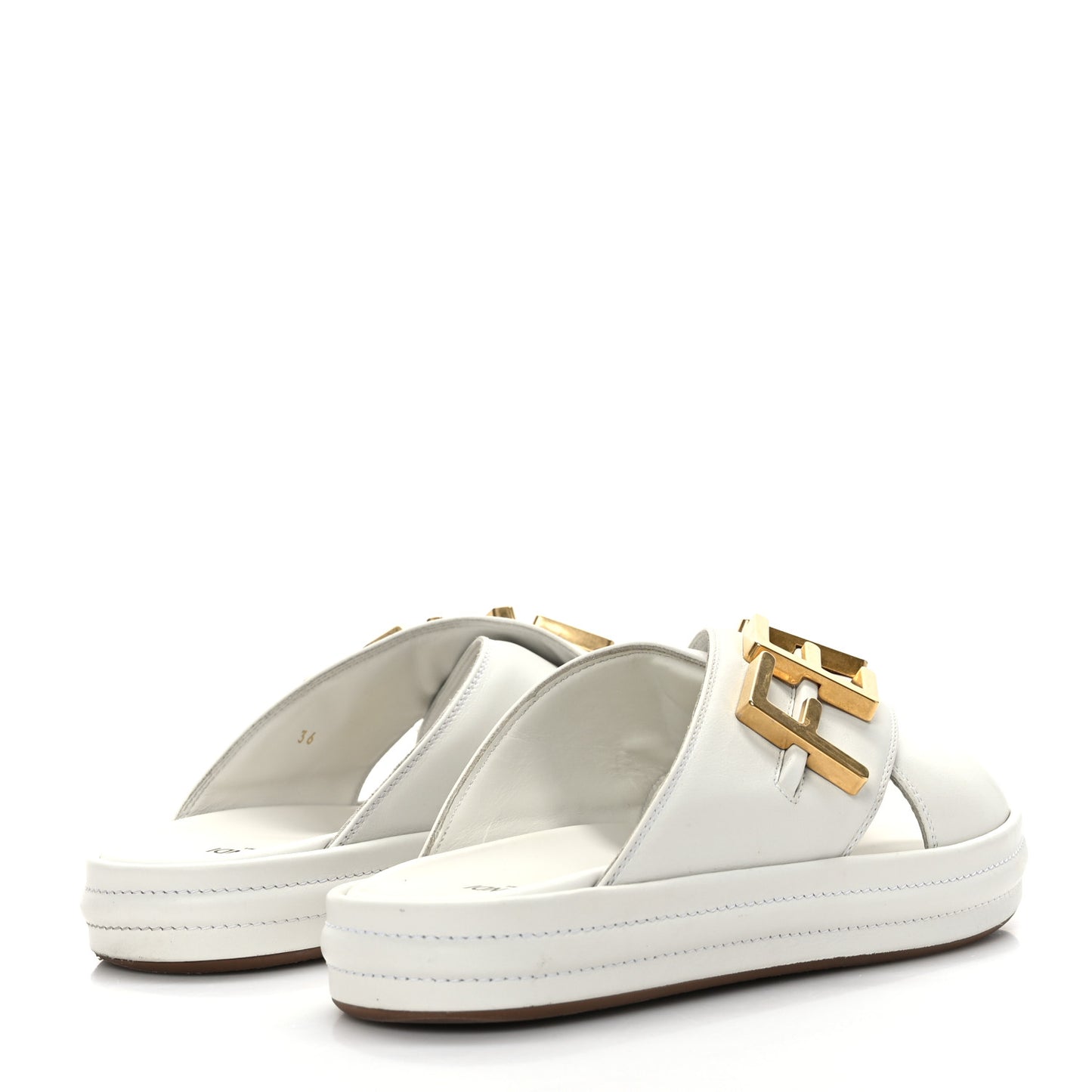 Vitello Womens Fendigraphy Slide Sandals 36 White Ice