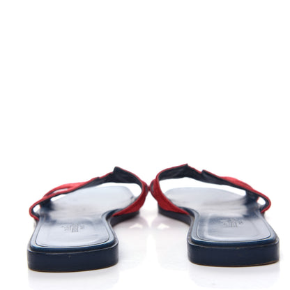 Hermes Dabka Embroidered Chevron Oran Sandals 39.5 Jasper Rouge 7 of 10