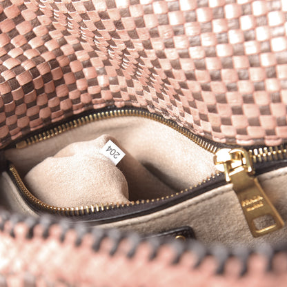 Prada Goatskin Woven Top Handle Satchel Petalo Caffe 9 of 10