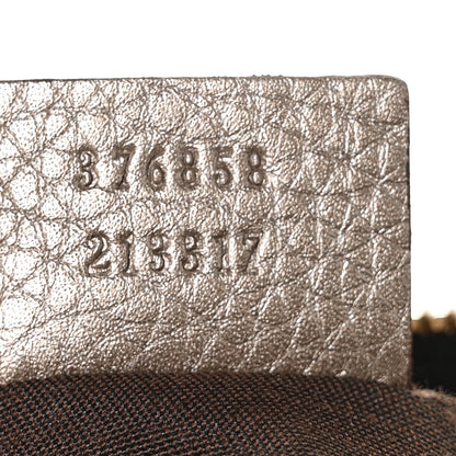 Gucci Metallic Pebbled Calfskin Large Bamboo Clutch Gold 11 of 13