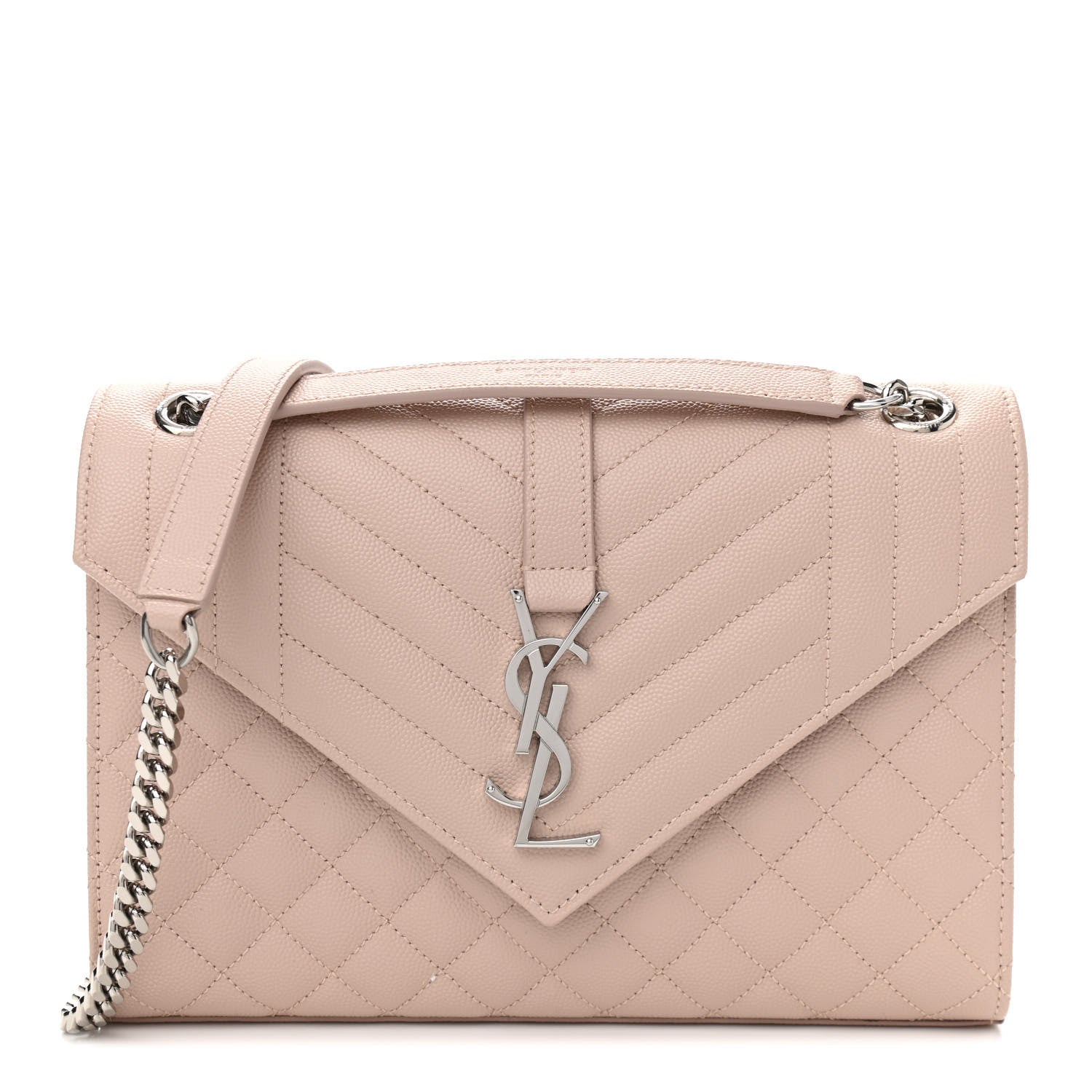 Saint Laurent Grain De Poudre Textured Mixed Matelasse Medium Triquilt Monogram Satchel Marble Pink 1 of 14