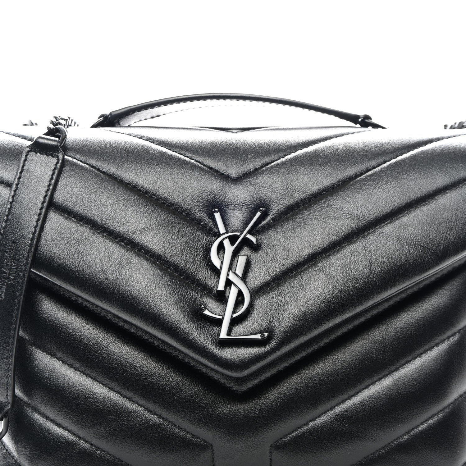 Saint Laurent Calfskin Y Quilted Monogram Monochrome Small Loulou Chain Satchel Black 8 of 11