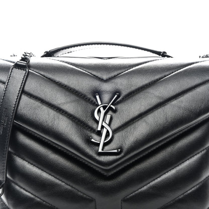 Saint Laurent Calfskin Y Quilted Monogram Monochrome Small Loulou Chain Satchel Black 8 of 11