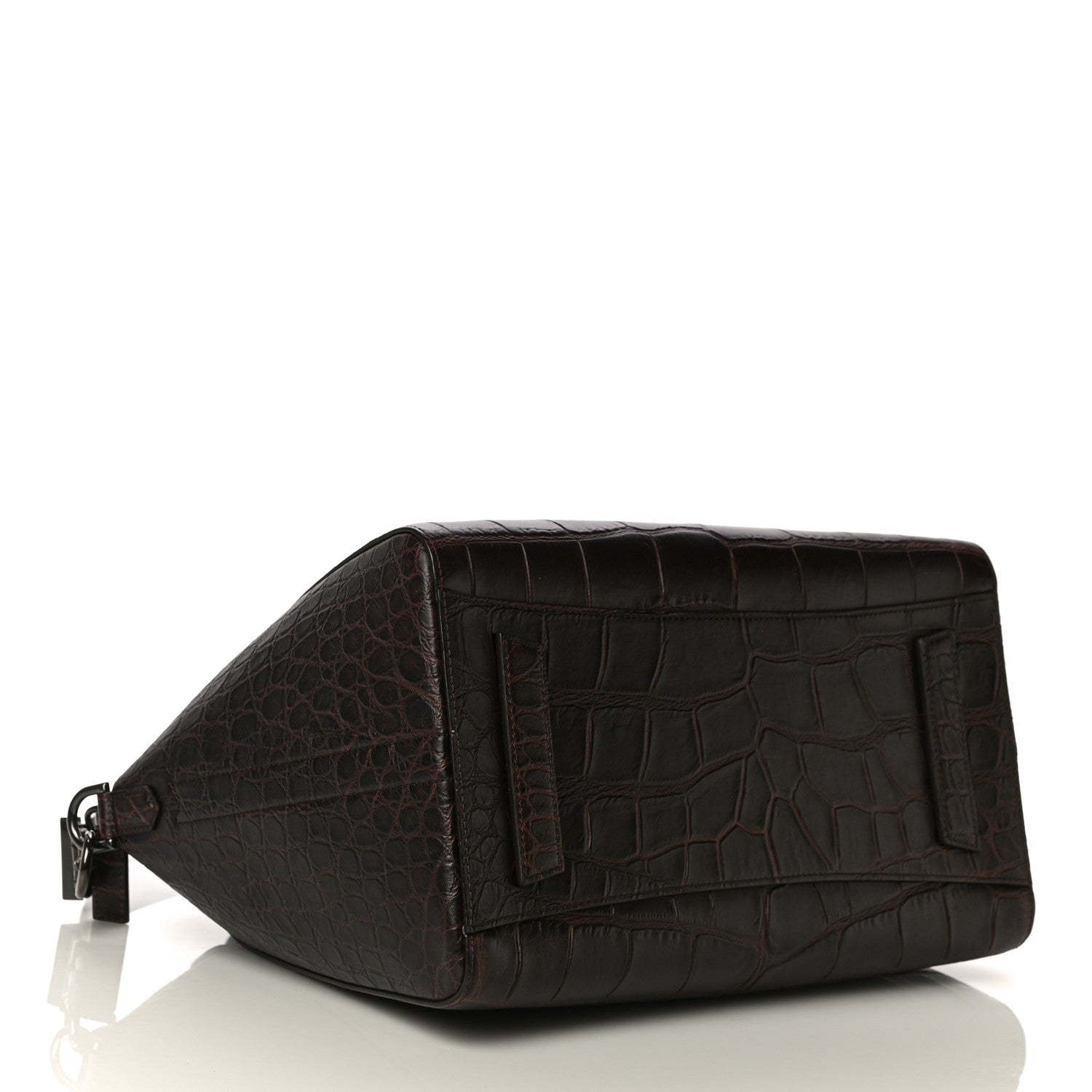 Givenchy Calfskin Crocodile Embossed 3D Stud Medium Antigona Brown 3 of 16