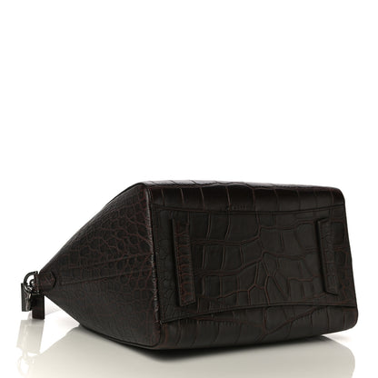 Givenchy Calfskin Crocodile Embossed 3D Stud Medium Antigona Brown 3 of 16