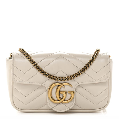 Gucci Calfskin Matelasse Super Mini GG Marmont Shoulder Bag White 1 of 11