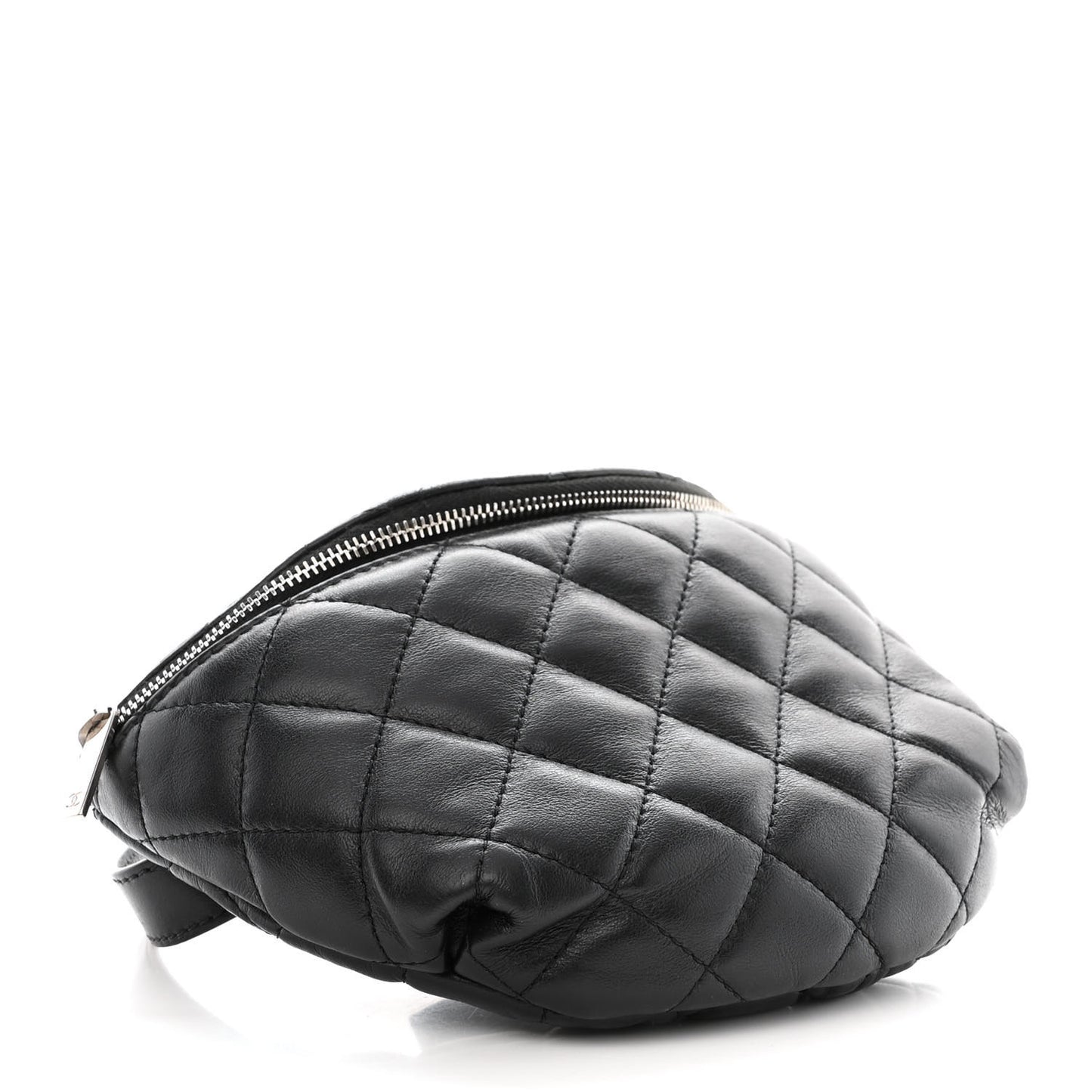 Lambskin Quilted Waist Belt Bag Black
