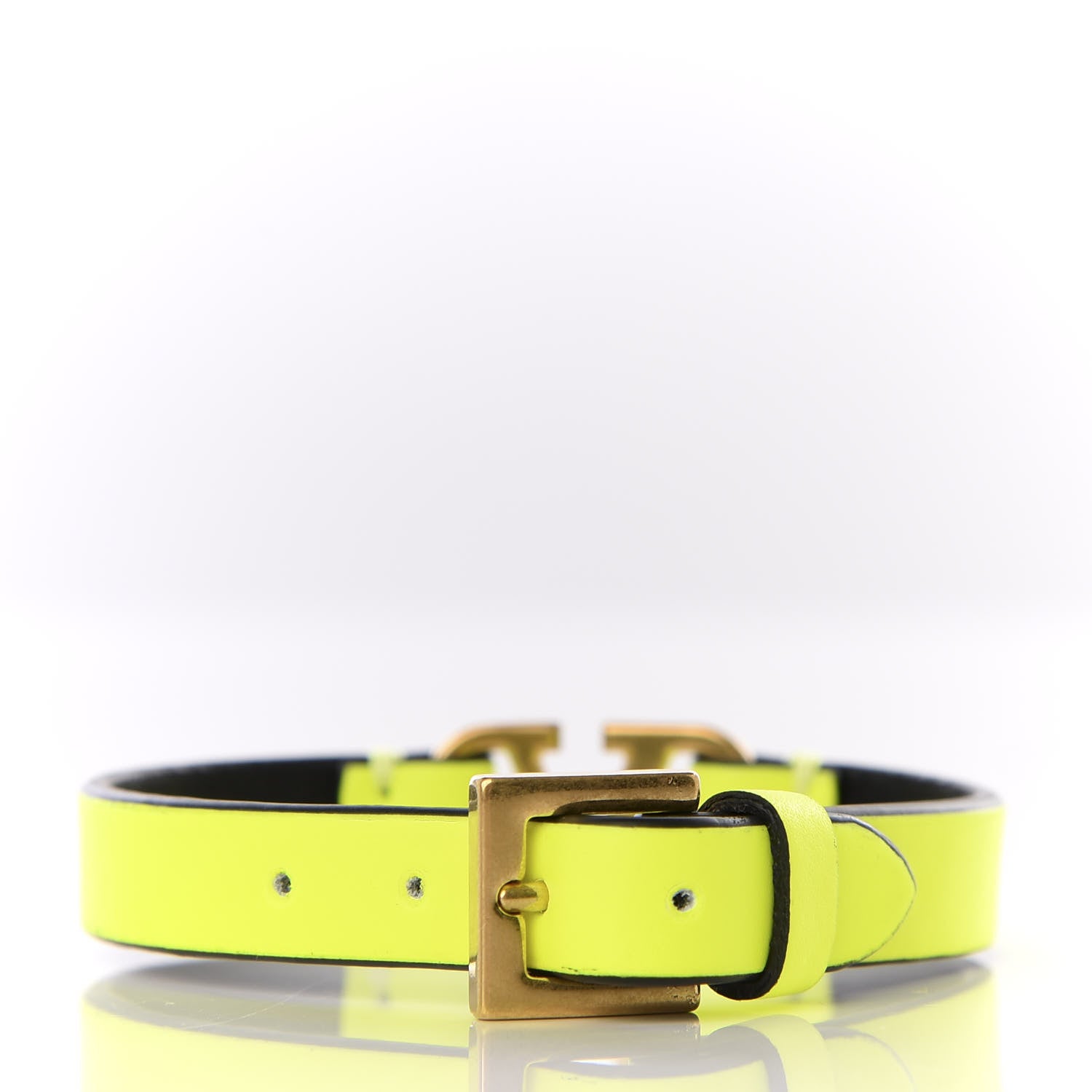 Valentino Garavani Calfskin VLogo Bracelet Lime 2 of 5