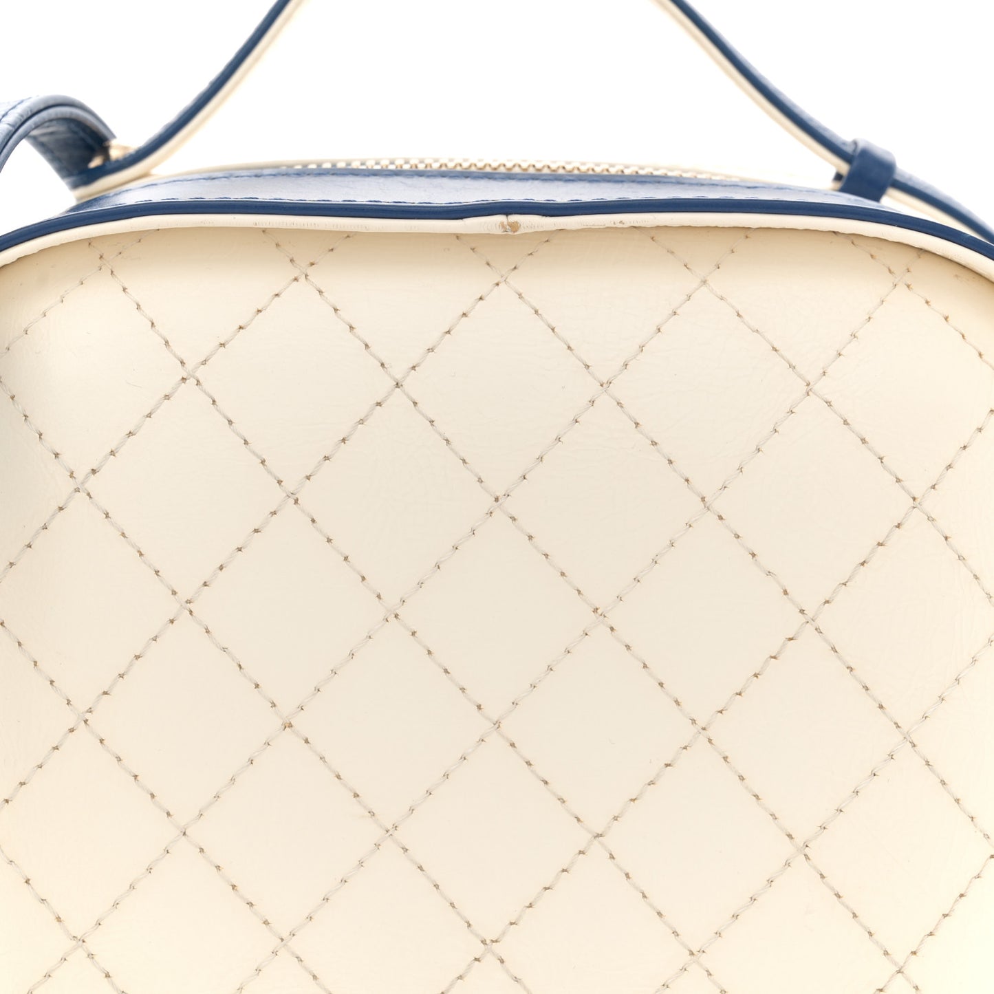Calfskin Stitched Vanity Case White Blue