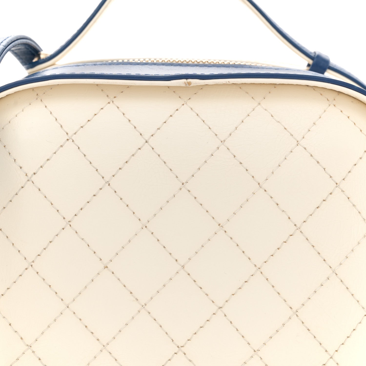 Chanel Calfskin Stitched Vanity Case White Blue 8 of 11