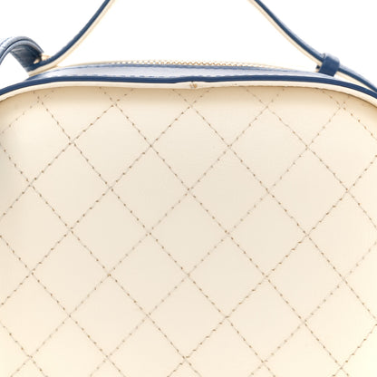 Chanel Calfskin Stitched Vanity Case White Blue 8 of 11