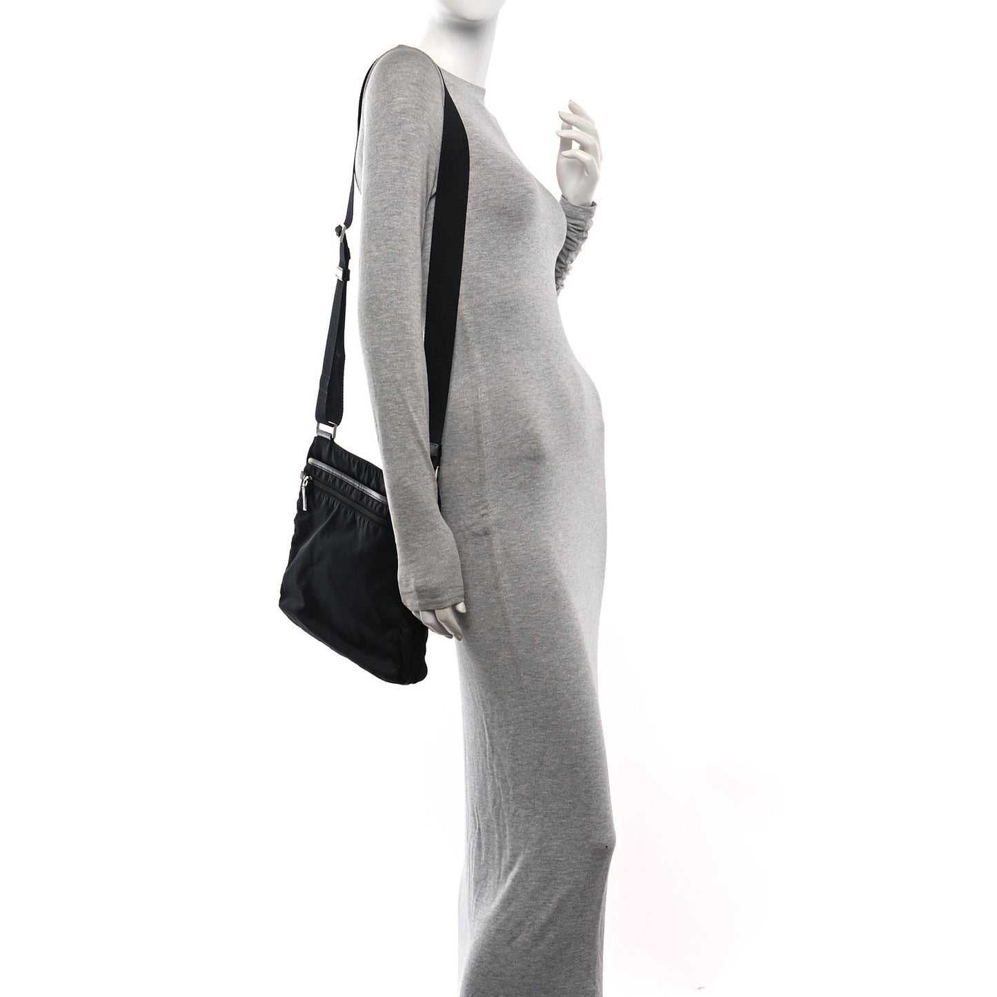 Tessuto Nylon Saffiano Small Crossbody Bag Black