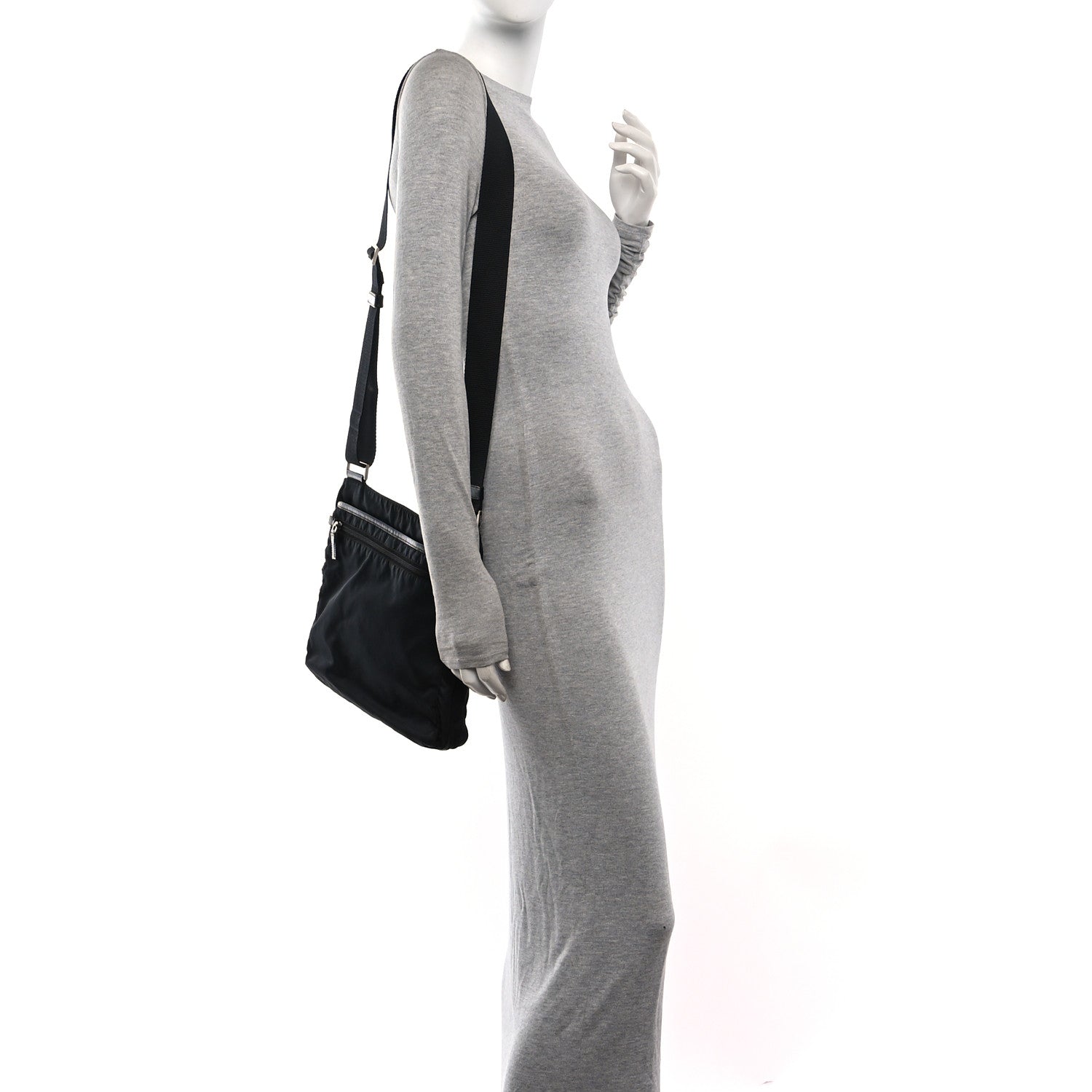 Prada Tessuto Nylon Saffiano Small Crossbody Bag Black 2 of 10