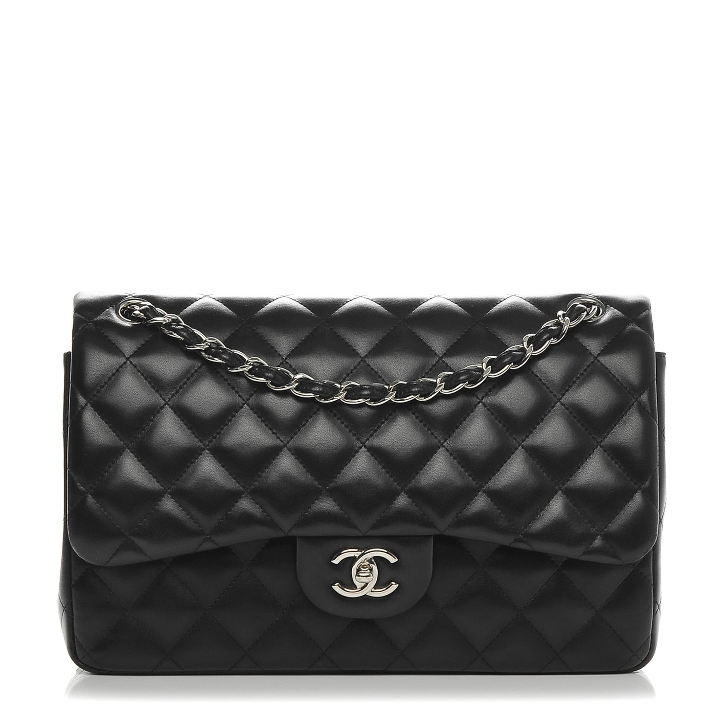 Lambskin Jumbo Double Flap Black