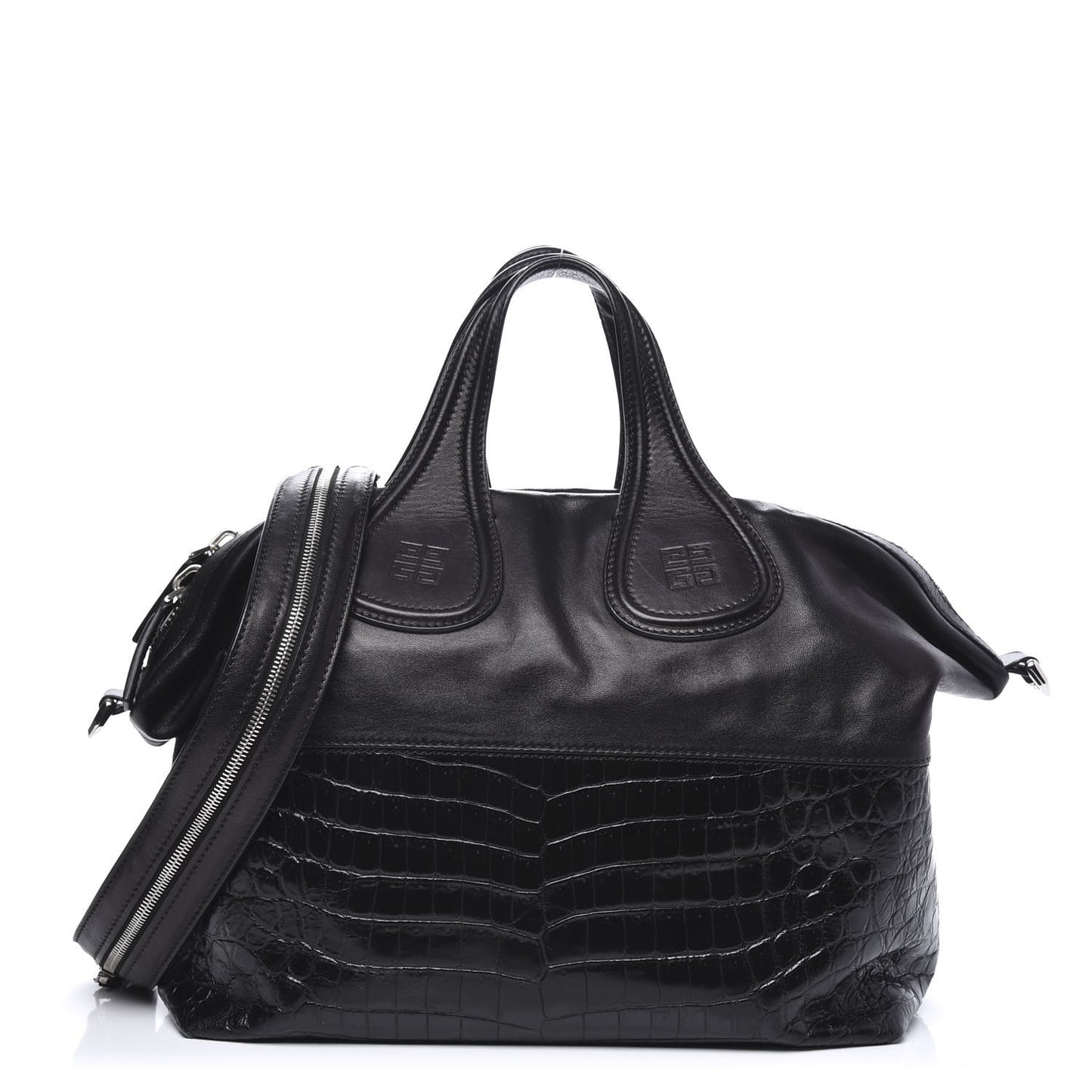 Calfskin Crocodile Embossed Medium Nightingale Black