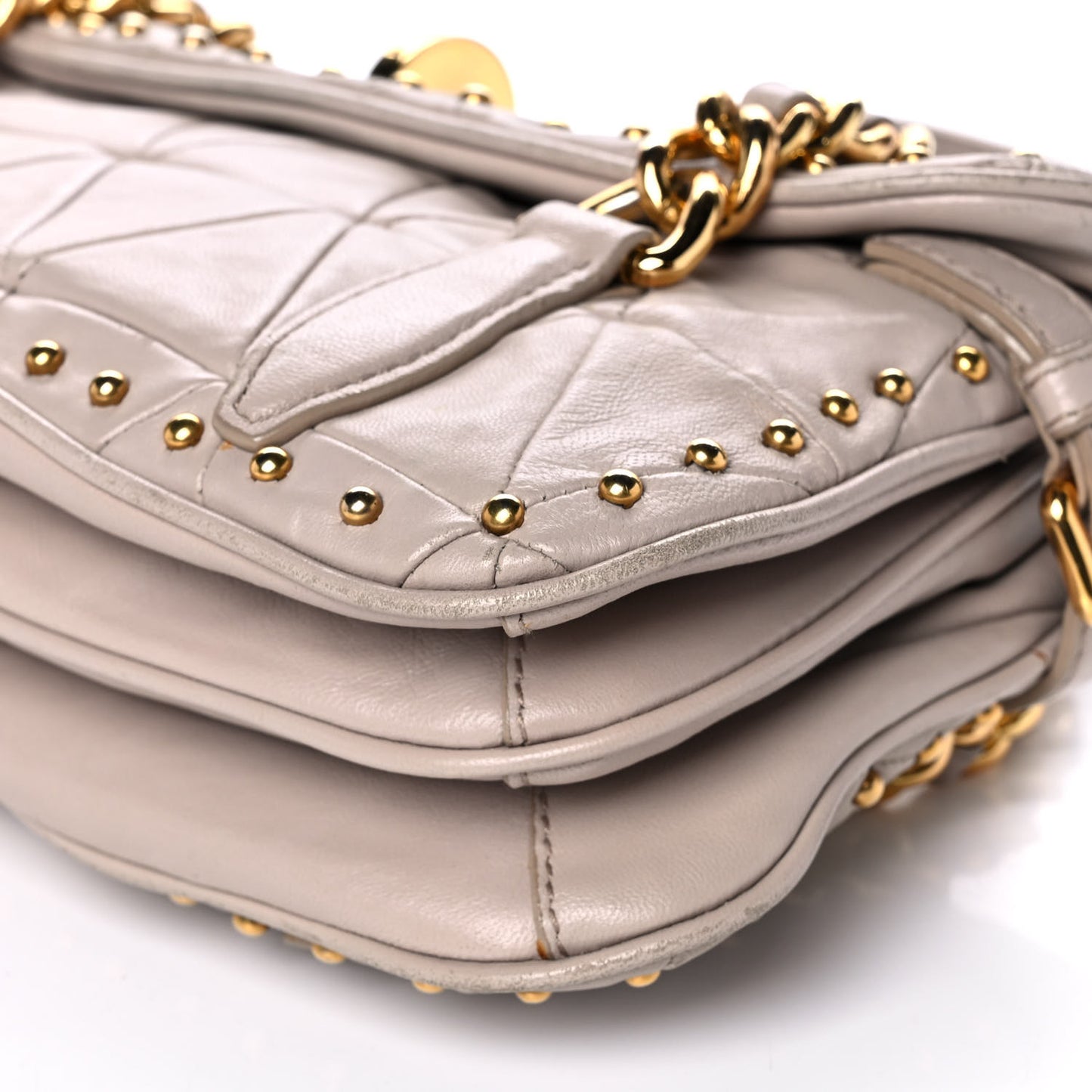 Nappa Quilted Studded Shoulder Bag Calce