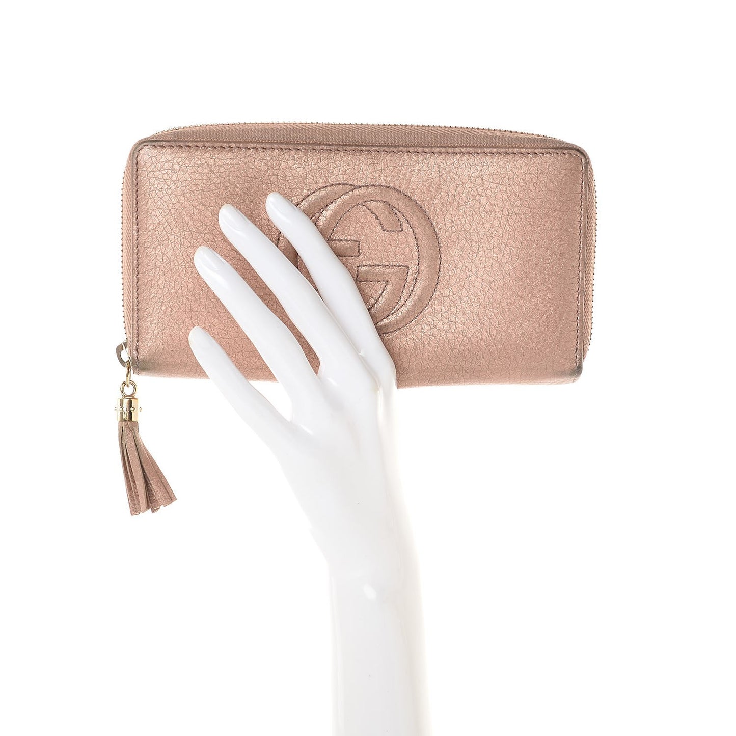 Metallic Calfskin Soho Zip Around Wallet Pink