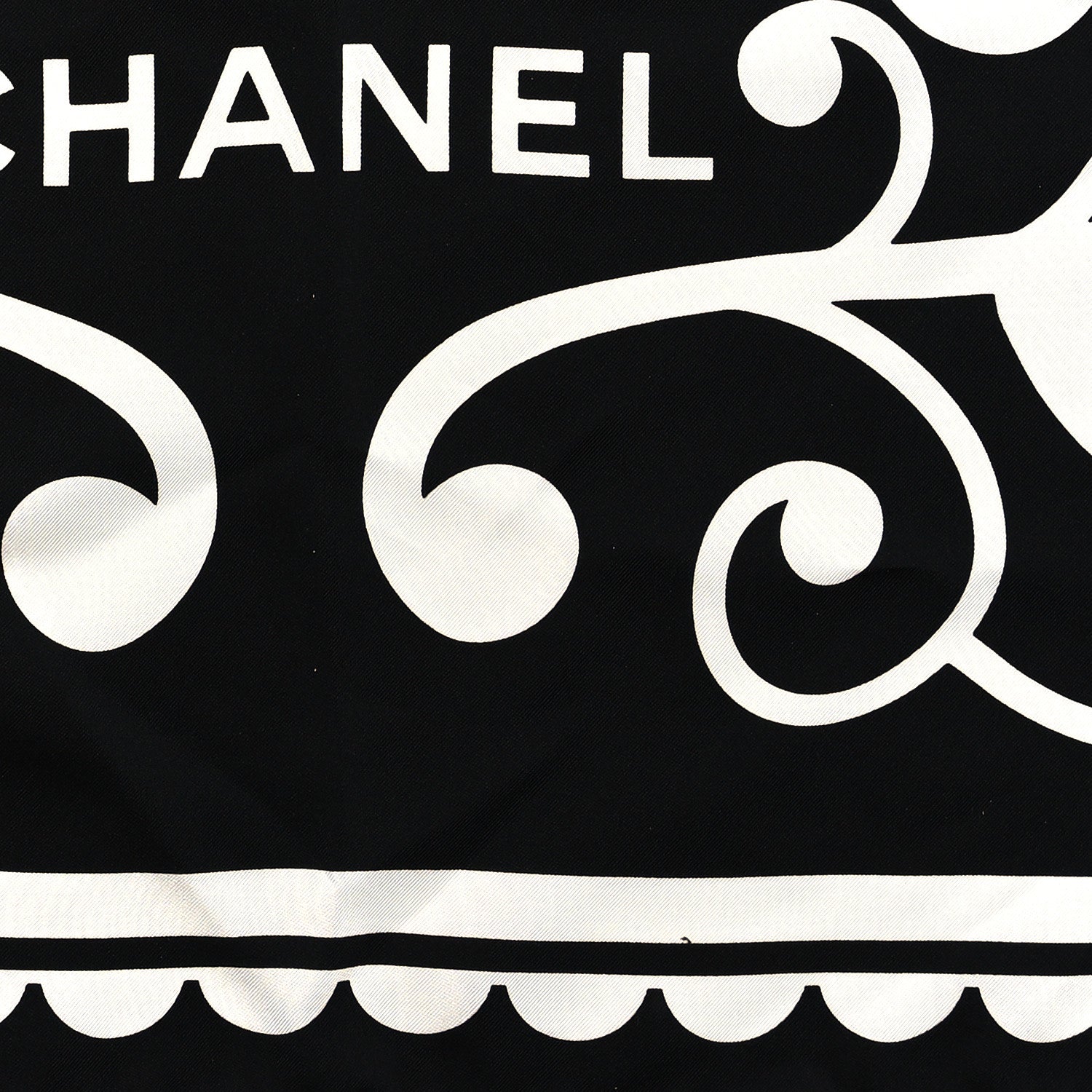 Chanel Silk CC Square Scarf Black White 4 of 4