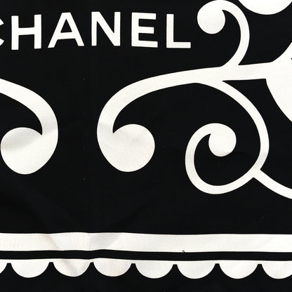 Chanel Silk CC Square Scarf Black White 4 of 4