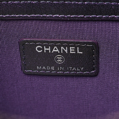 Chanel Iridescent Lambskin Quilted Large Cosmetic Case Purple Purple 6 of 11