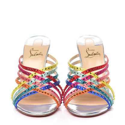 Christian Louboutin Specchio Calfskin Crystal Marthastrass 100 Slide Sandals 40 Silver Multicolor 2 of 10