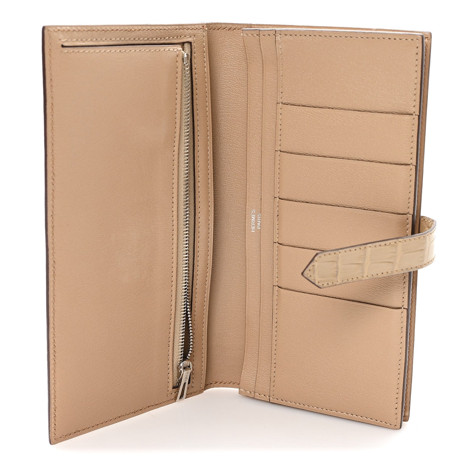 Hermes Matte Alligator Bearn Gusset Wallet Poussiere 1885129