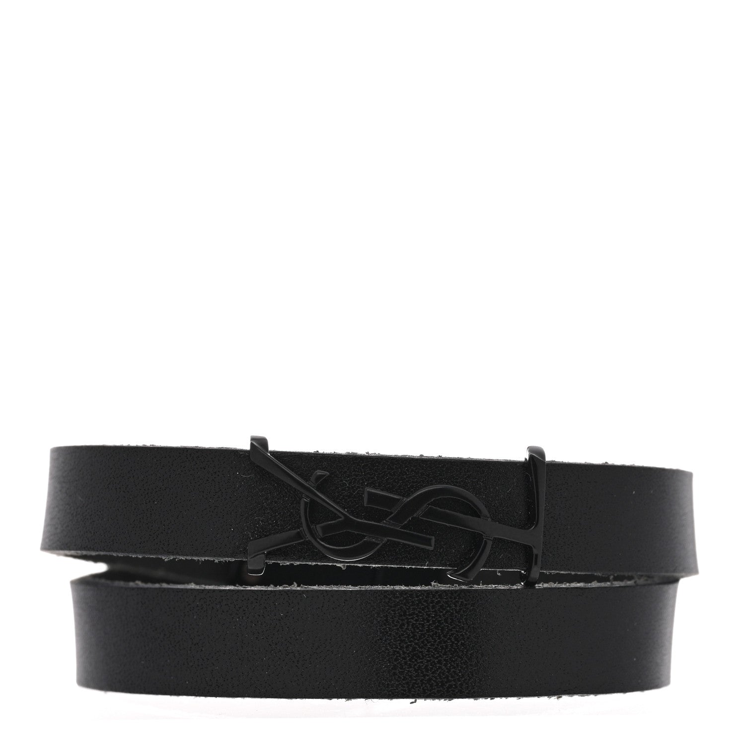 Saint Laurent Calfskin Opyum Double Wrap Bracelet Black 1 of 6