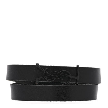Saint Laurent Calfskin Opyum Double Wrap Bracelet Black 1 of 6