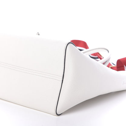 Miu Miu Goatskin Madras Zip Tote White 7 of 9