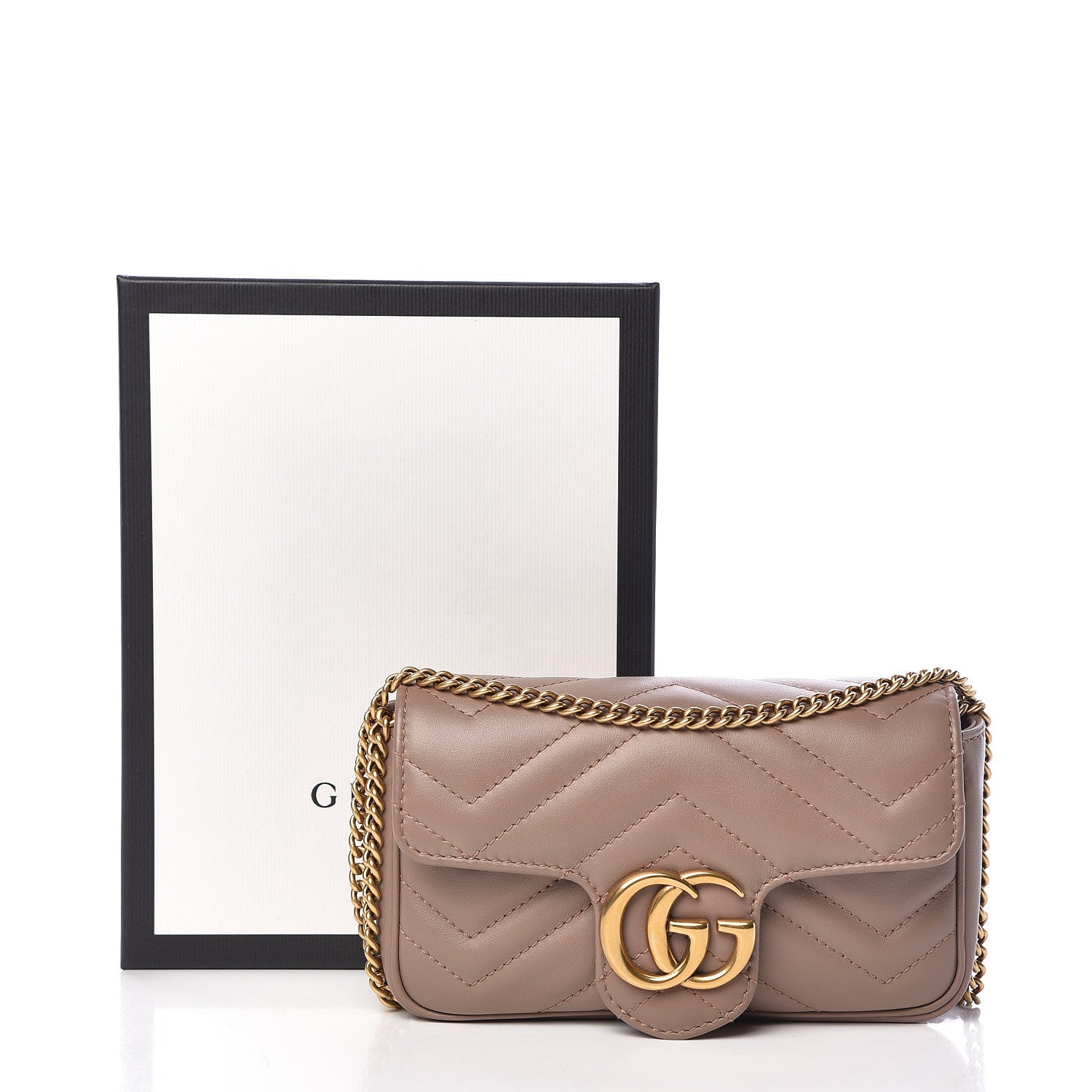 Gucci Calfskin Matelasse Super Mini GG Marmont Shoulder Bag Porcelain Rose 11 of 11