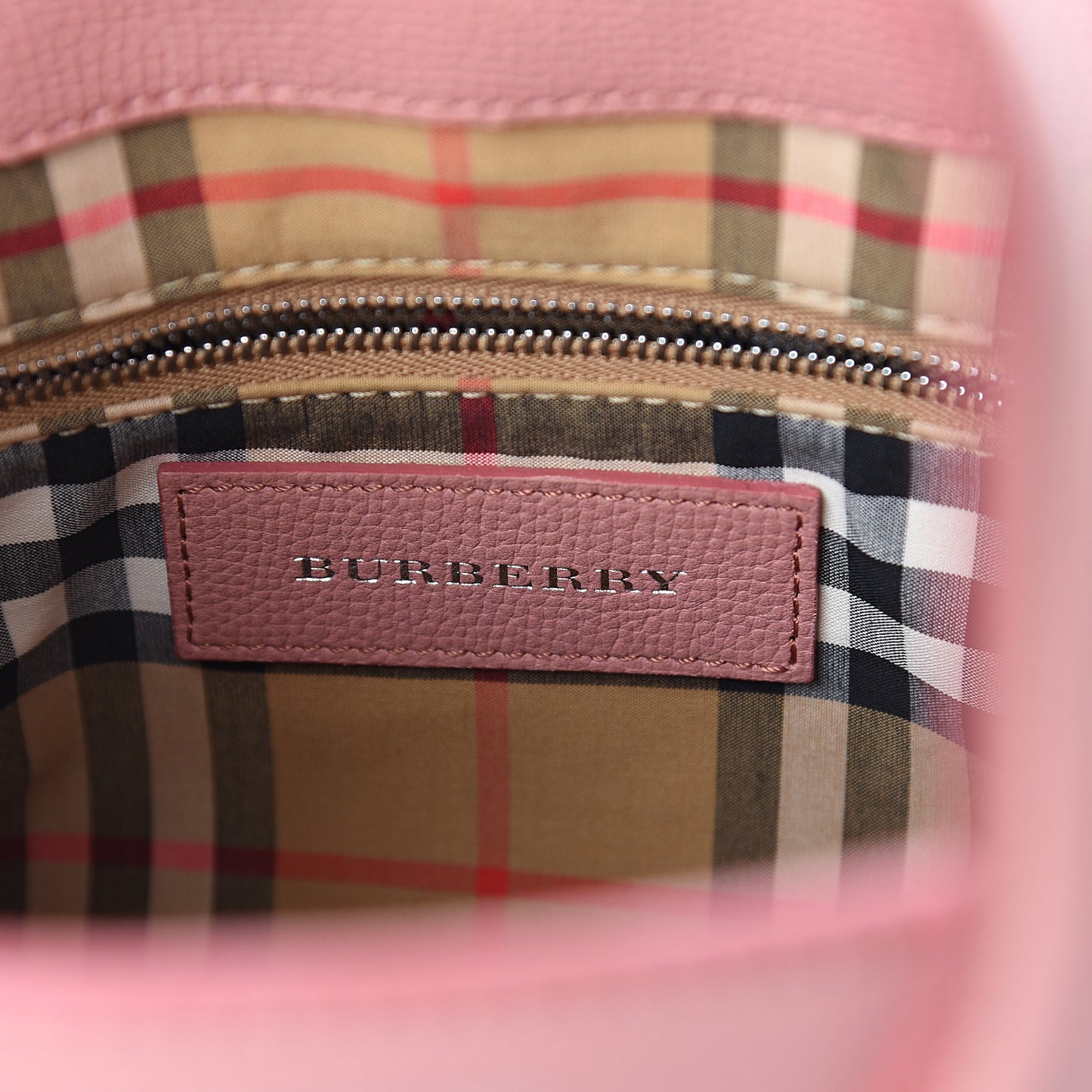 Grainy Calfskin House Check Small Banner Tote Dusty Rose