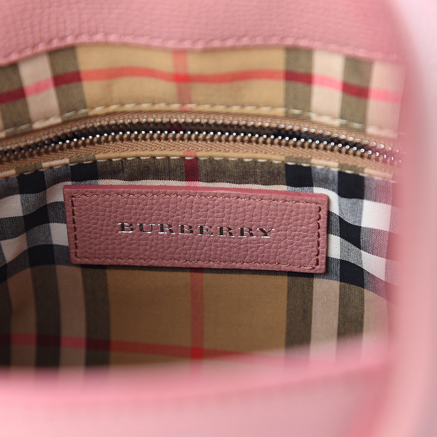 Burberry Grainy Calfskin House Check Small Banner Tote Dusty Rose 5 of 7