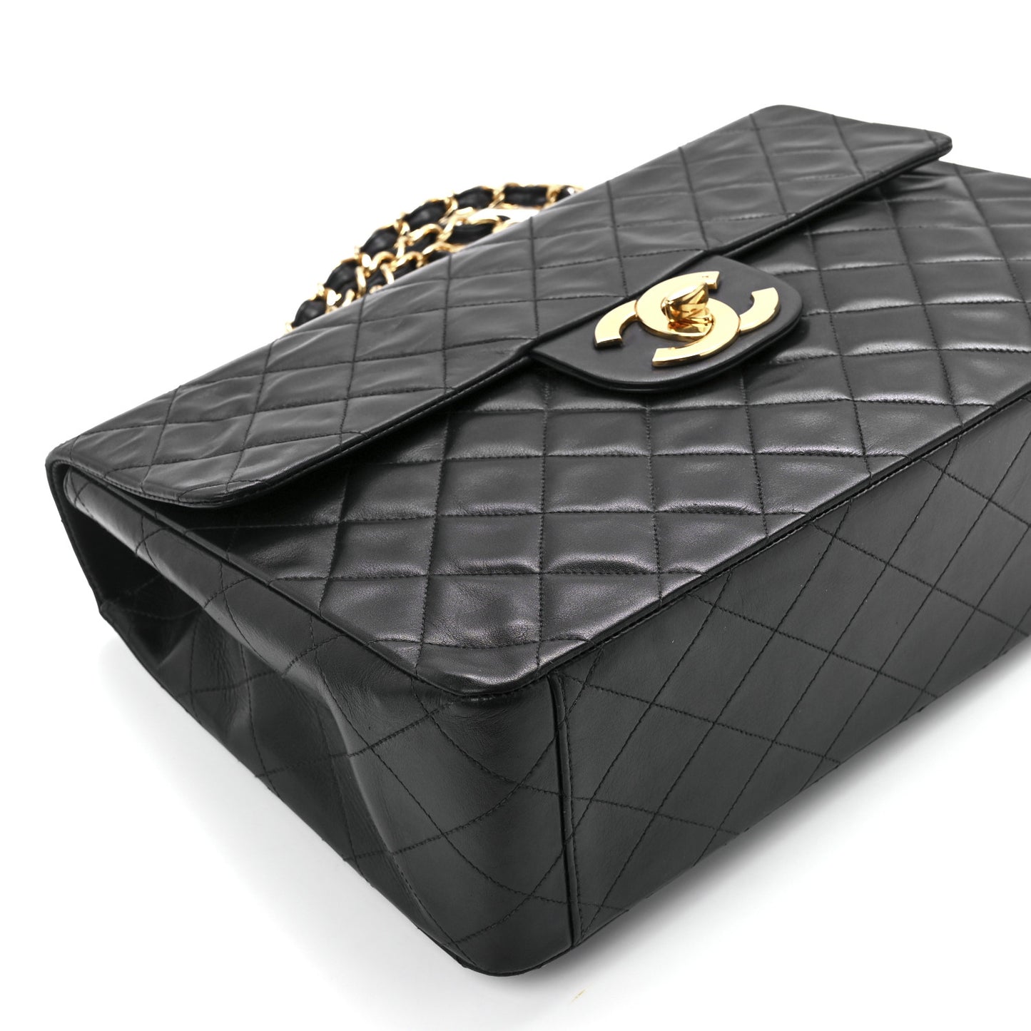Lambskin Quilted XL Jumbo Single Flap Black