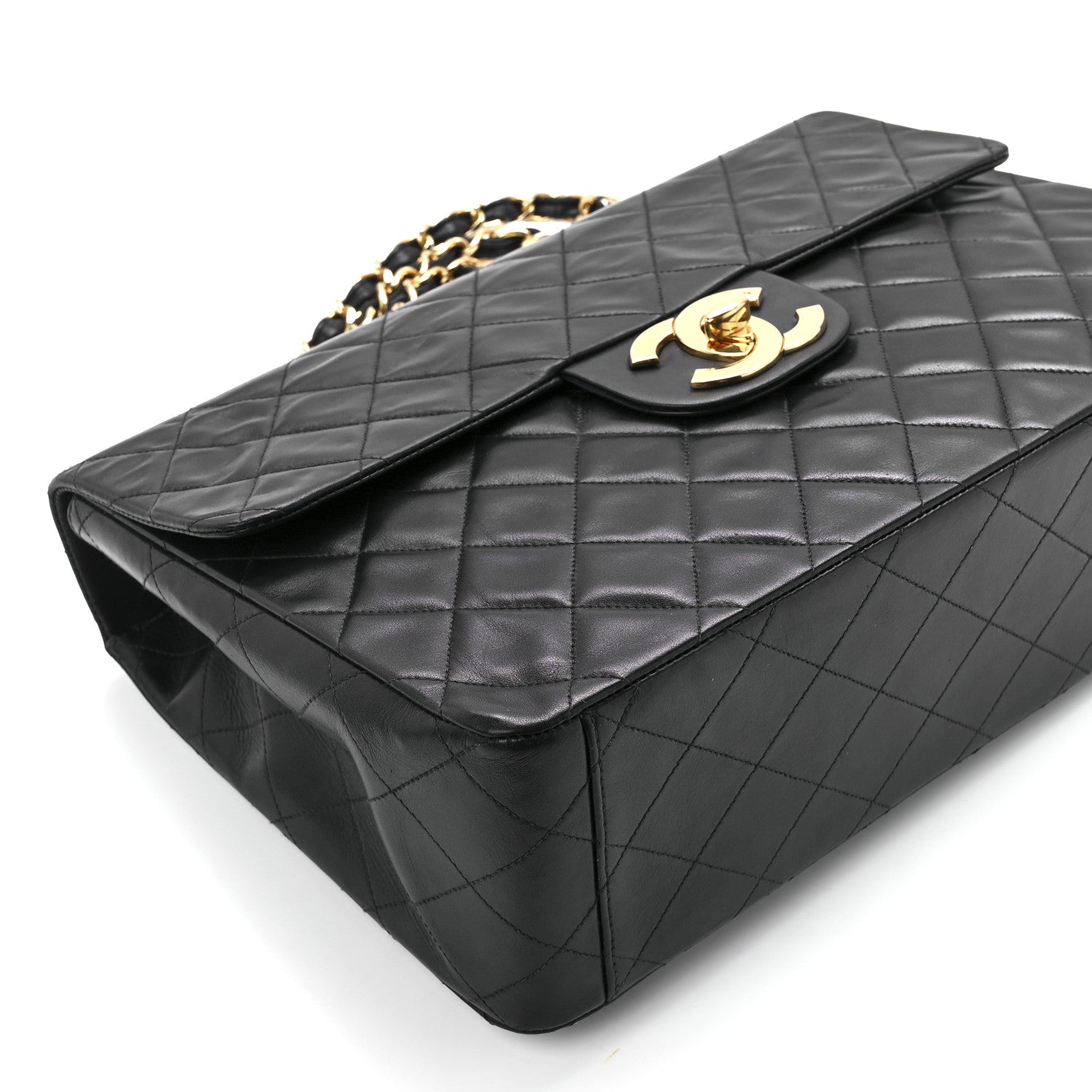 Chanel Lambskin Quilted XL Jumbo Single Flap Black 11 of 12