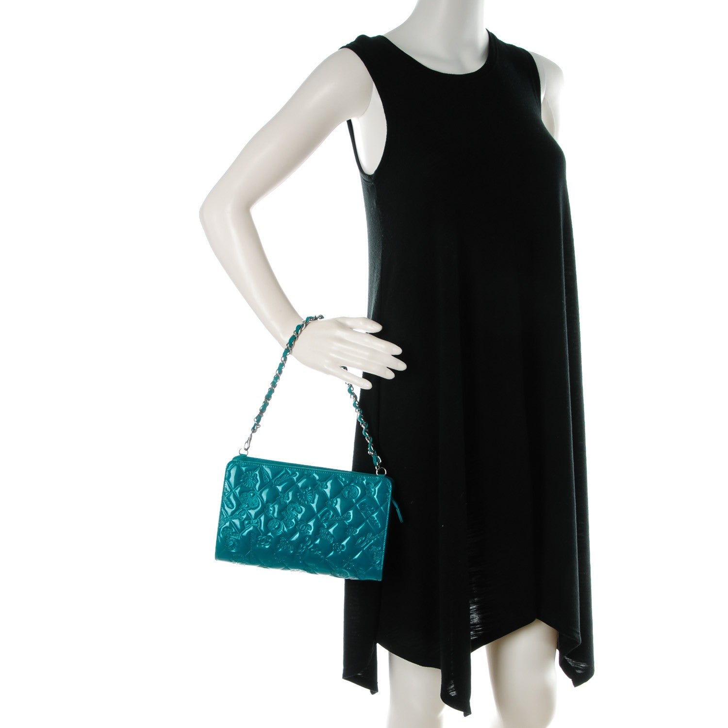 Chanel Patent Calfskin Lucky Symbols Pochette Turquoise 2 of 8