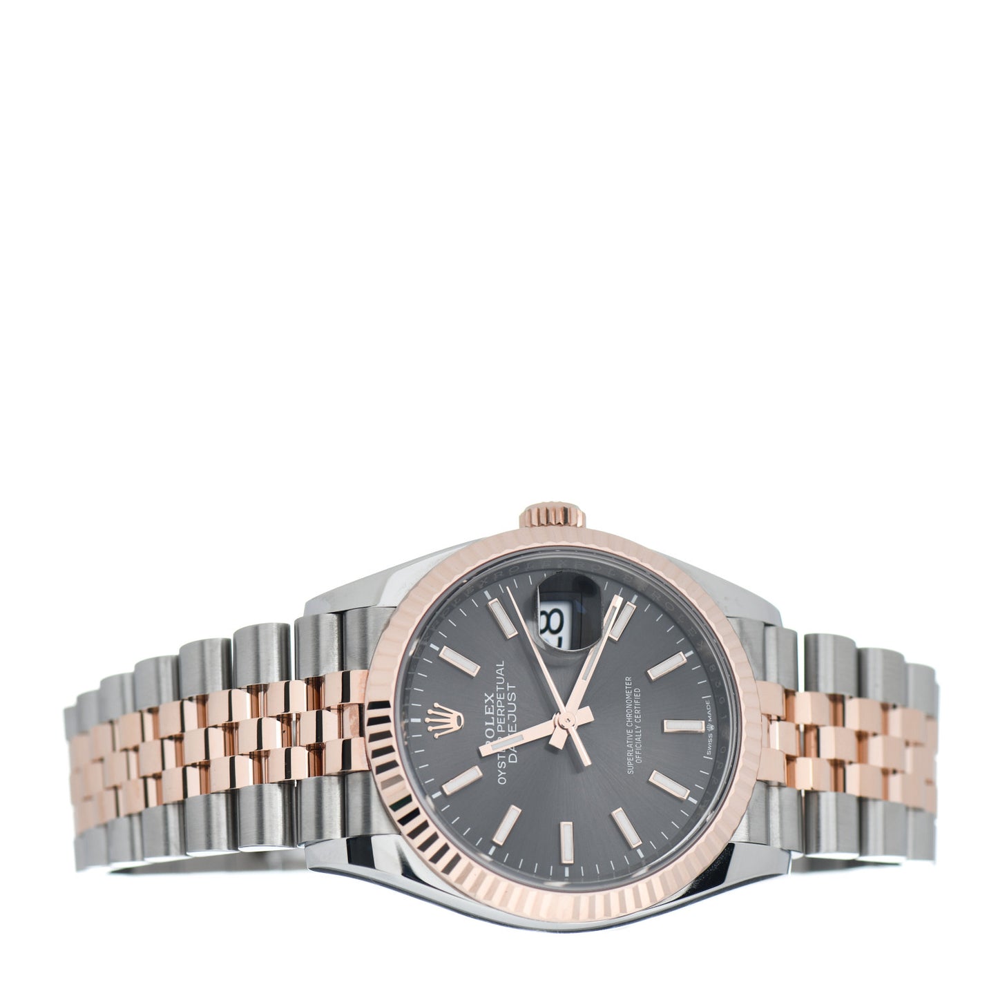 Stainless Steel 18K Everose Gold 36mm Oyster Perpetual Datejust Watch Slate 126231