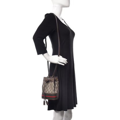Gucci GG Supreme Monogram Web Mini Ophidia Bucket Bag Brown 2 of 9