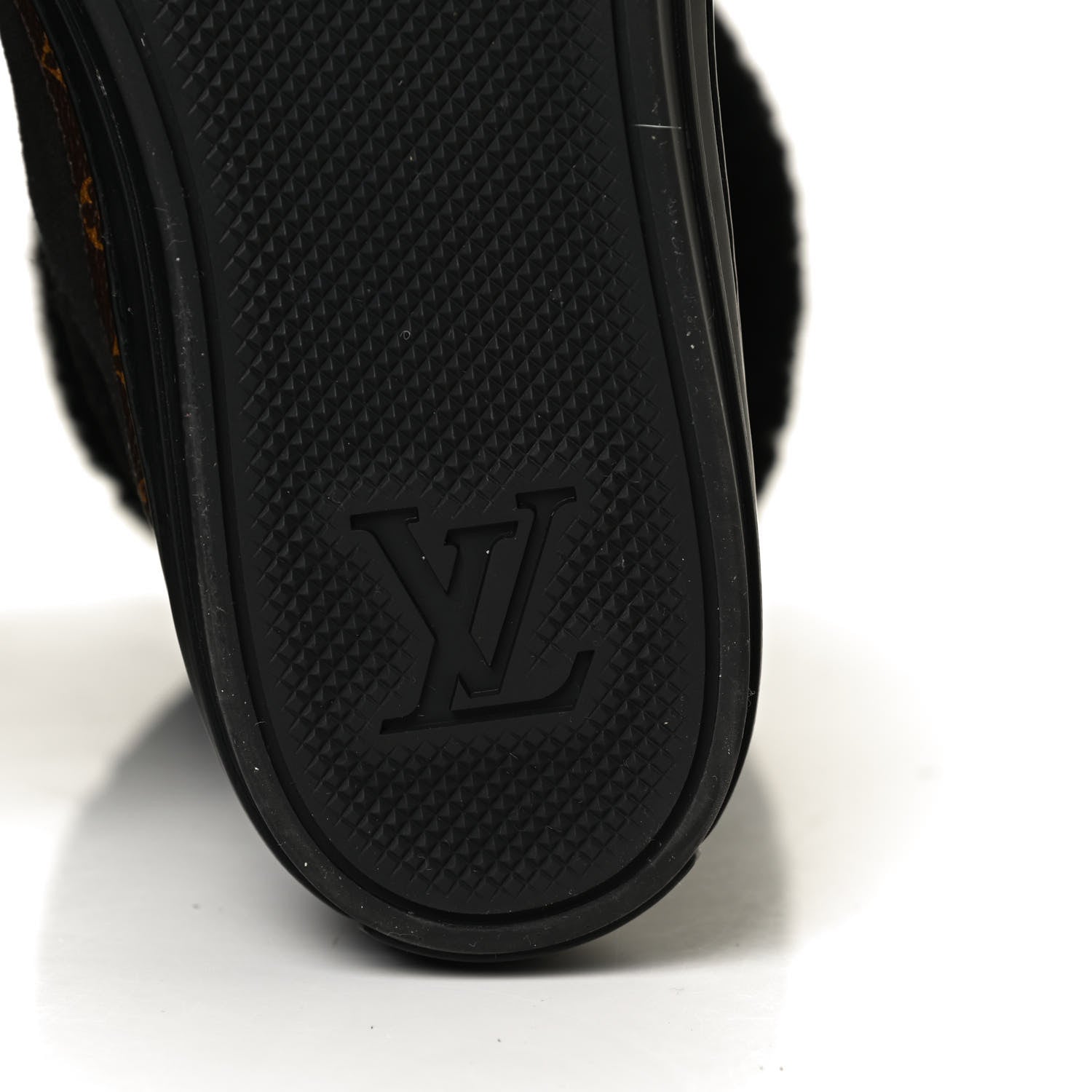Louis Vuitton Suede Calfskin Monogram Embossed Snowball Flat Half Boots 39.5 Black 8 of 11